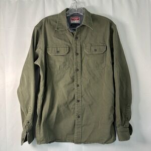 Wrangler Men's Cotton Long Sleeve Buttoned Shirt Olive Green Small